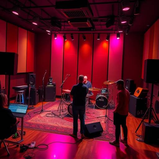 Live band performing in SoundScape Studios large Studio E, with ample room for all instruments.