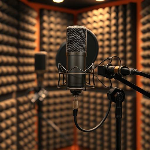 SoundScape Studios Studio C vocal booth, showing a Neumann U87 microphone and acoustic panels.